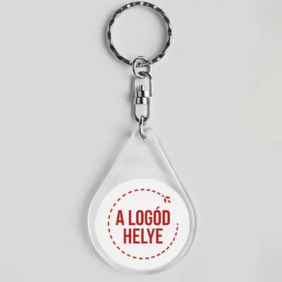 Logózott csepp alakú akril kulcstartó 1