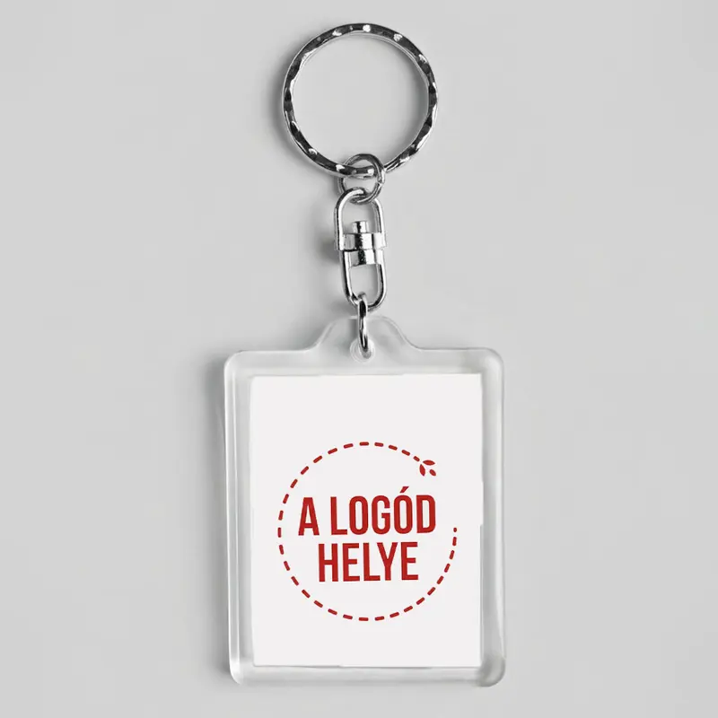 Logózott téglalap  alakú akril kulcstartó 1