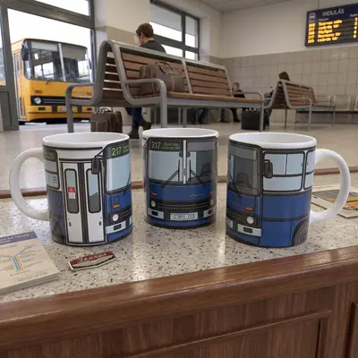 Városi Legendák – Kék Ikarus buszos bögre 1
