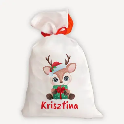 Egyedi Kedves Rénszarvasos Mikulás Zsák 2